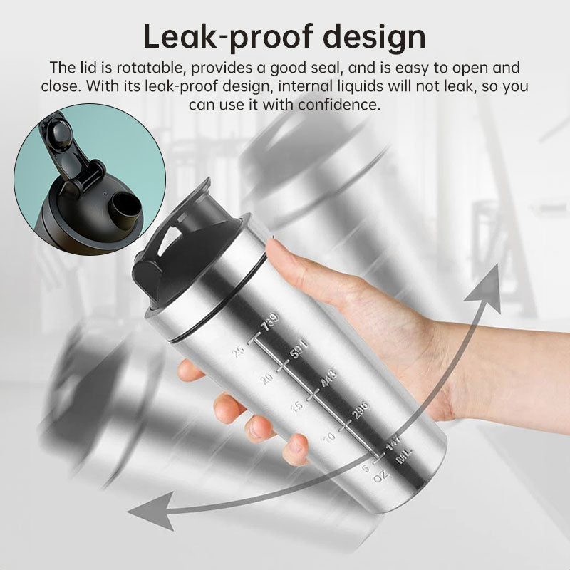 Steel Shaker Bottle — Leak-Proof, Mixing Ball | Work Out Wars
