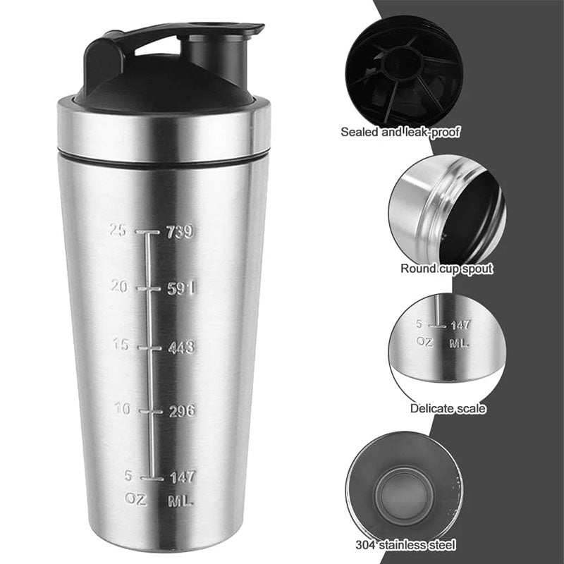 Steel Shaker Bottle — Leak-Proof, Mixing Ball | Work Out Wars