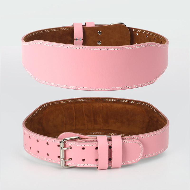 4-inch contoured PU leather lifting belt with double-prong buckle — Work Out Wars