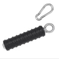 Straight rubber cable grip with eye bolt and carabiner