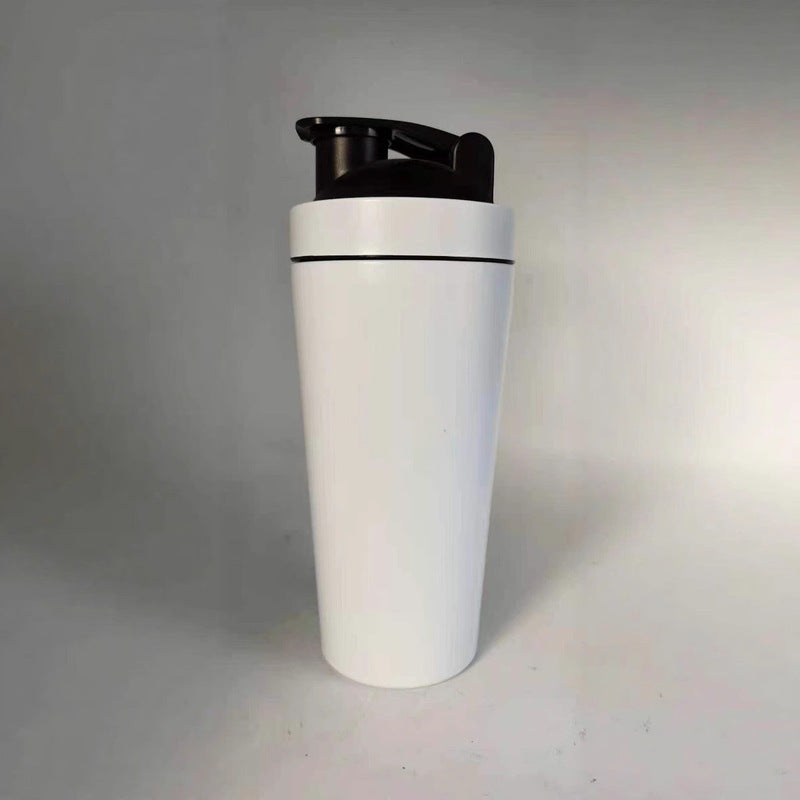 Stainless steel protein shaker bottle with wire mixing ball and leak-proof lid — Work Out Wars