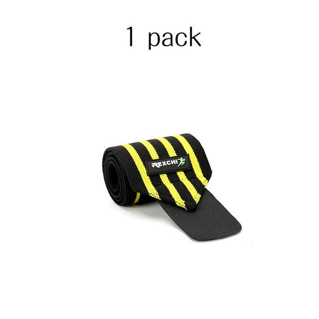 Elastic weightlifting wrist wraps with thumb loop and hook-and-loop closure — Work Out Wars