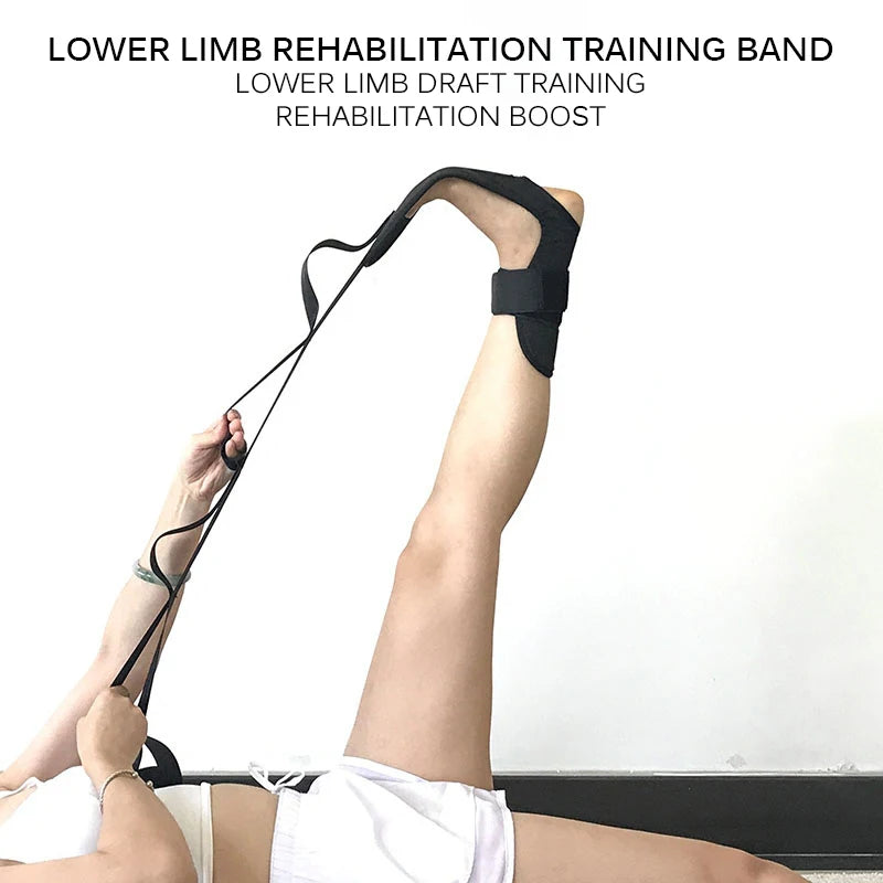 Black leg stretching strap with padded foot loop