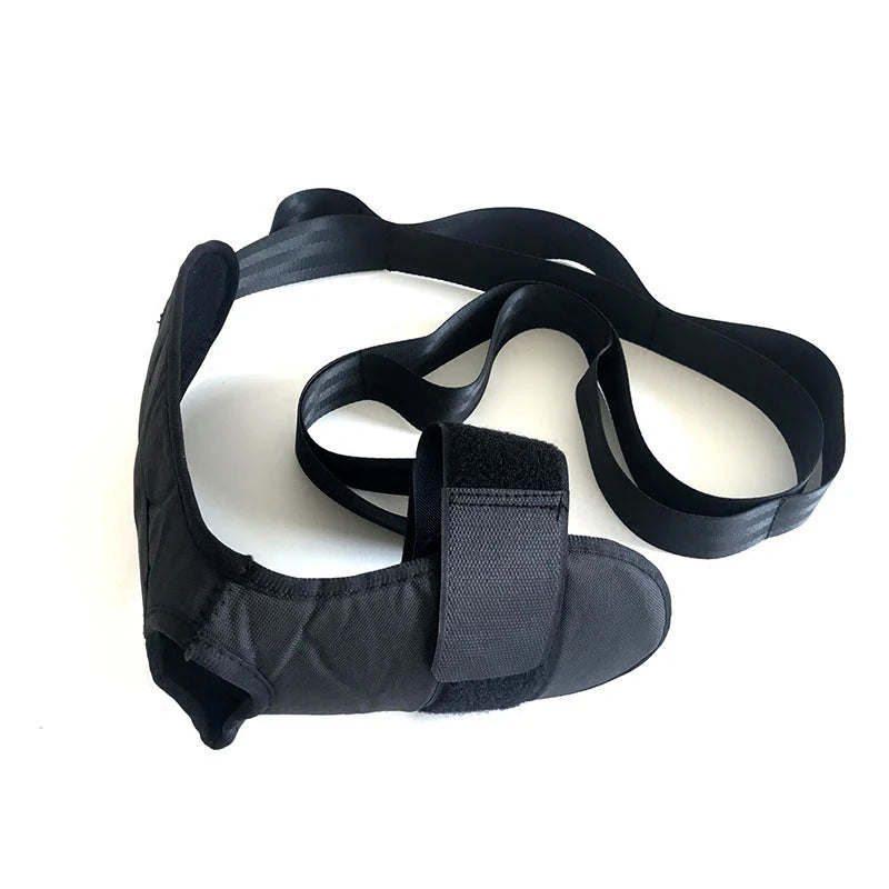 Leg stretching strap in use on a hamstring stretch