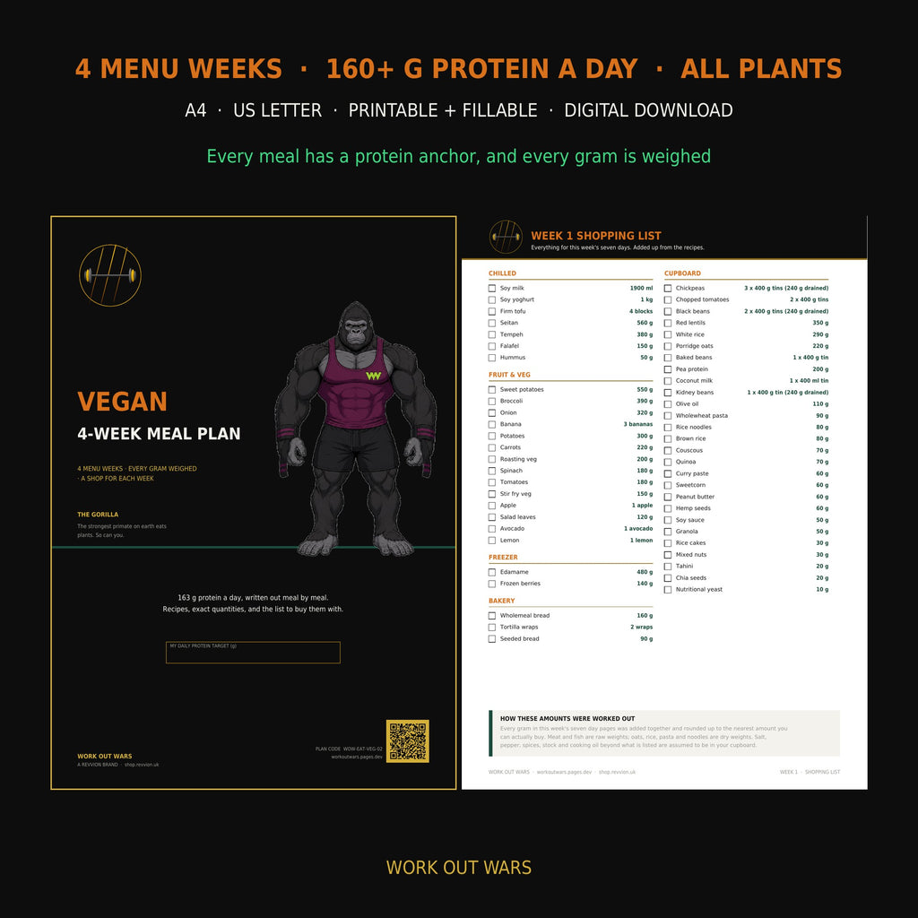 Vegan 4-Week Meal Plan cover and shopping list