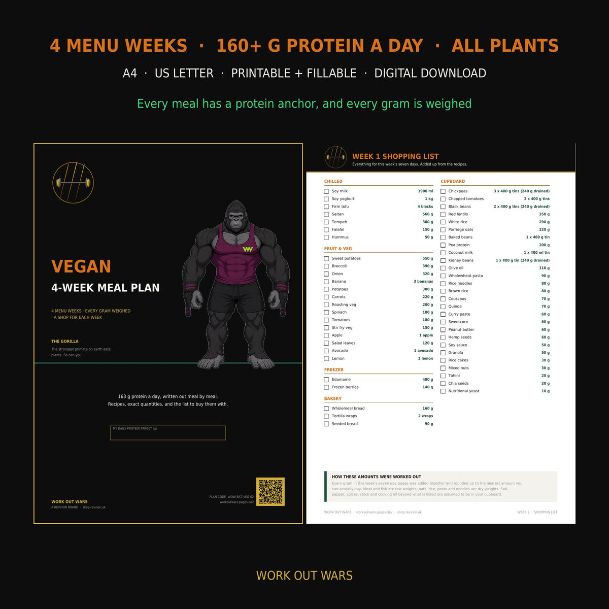 Vegan 4-Week Meal Plan cover and shopping list